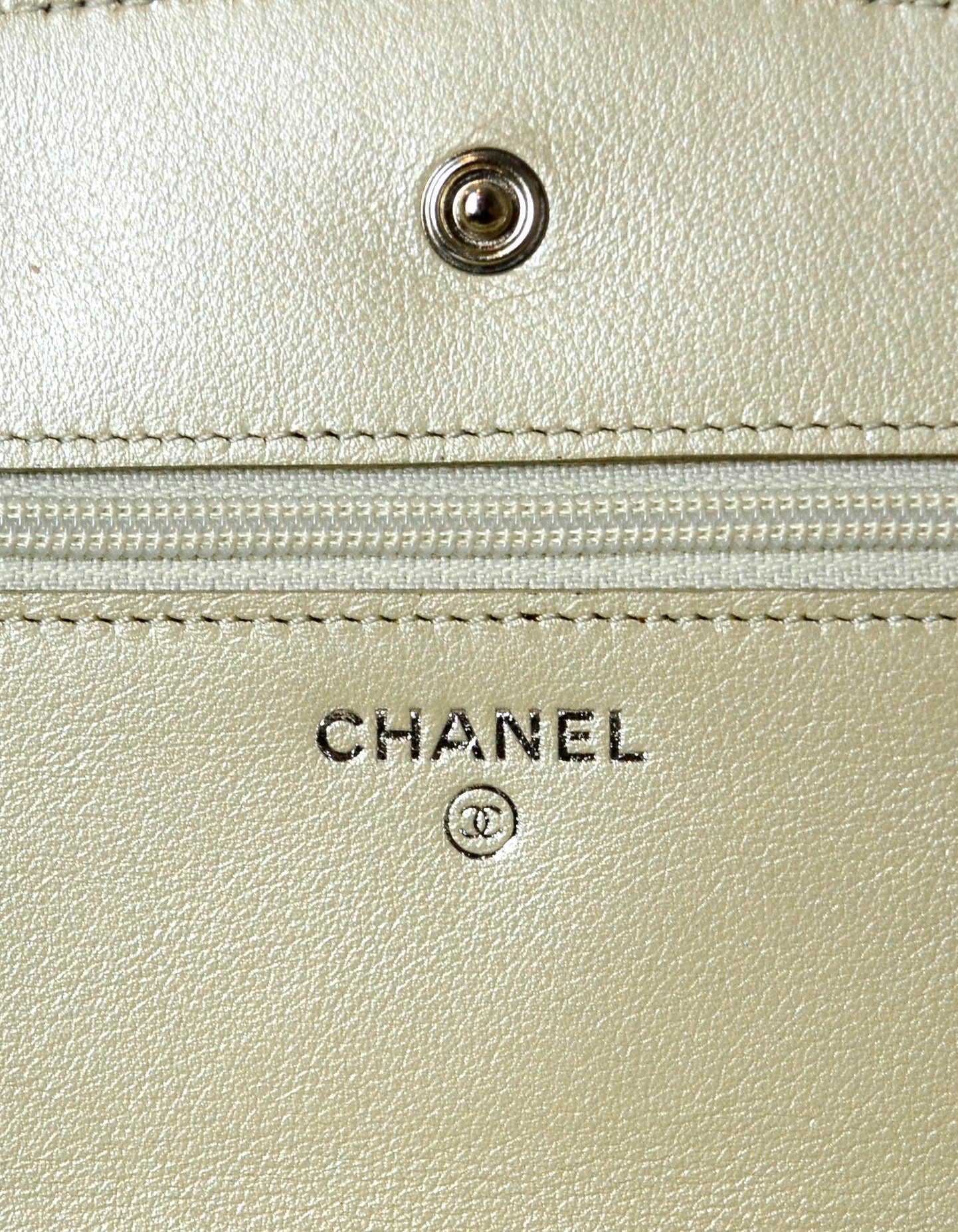 Chanel Silver Caviar Leather Wallet On A Chain WOC Crossbody Bag 3