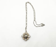 Chanel Silver CC Argyle Crystal Pendant Necklace
