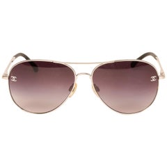 Chanel Silver CC Aviator Sunglasses