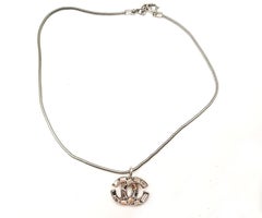 Chanel Silver CC Baguette Large Pendant Necklace