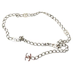 Vintage Chanel Silver CC Chain Belt Necklace