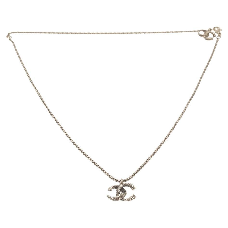 Chanel Silver CC Chain Necklace For Sale