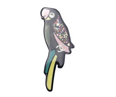 Chanel Silver CC Colorful Parrot Brooch
