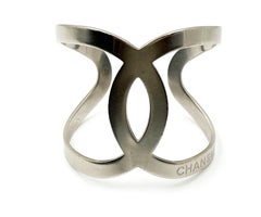 Chanel Silver CC Curve Large Cuff