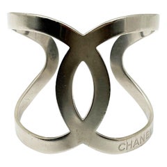 Chanel Silver CC Curve Large Cuff
