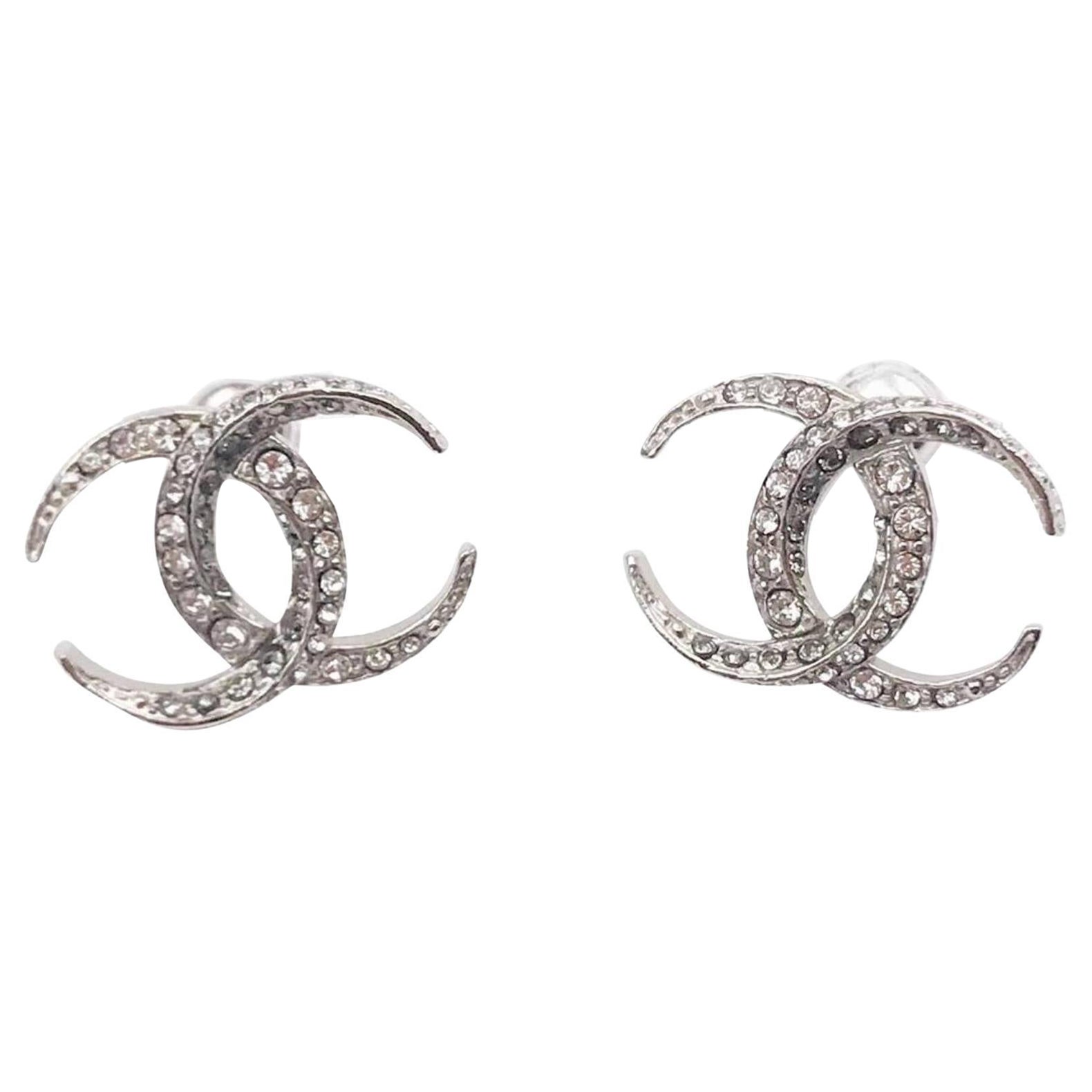 Boucles d'oreilles Piercing Chanel Silver CC Dubai Moonlight Crystal