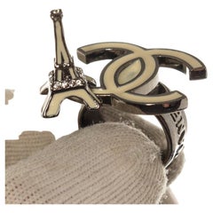 Chanel Silver CC Eiffel Tower Earrings