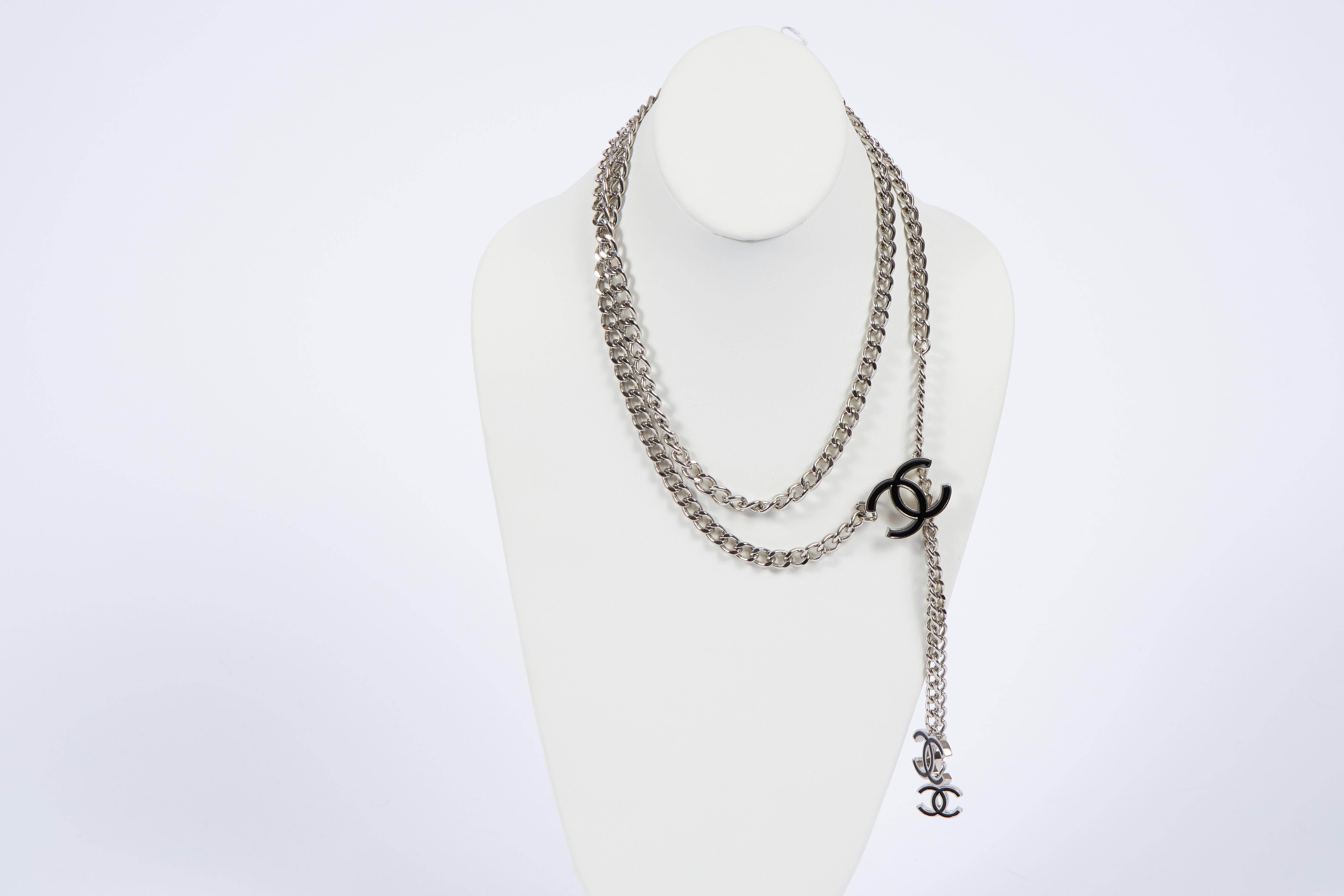 chanel silver chain necklace