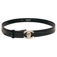 Cintura Chanel Silver CC Logo Caviar