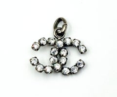 Chanel Silver CC Rocky Crystal Pendant