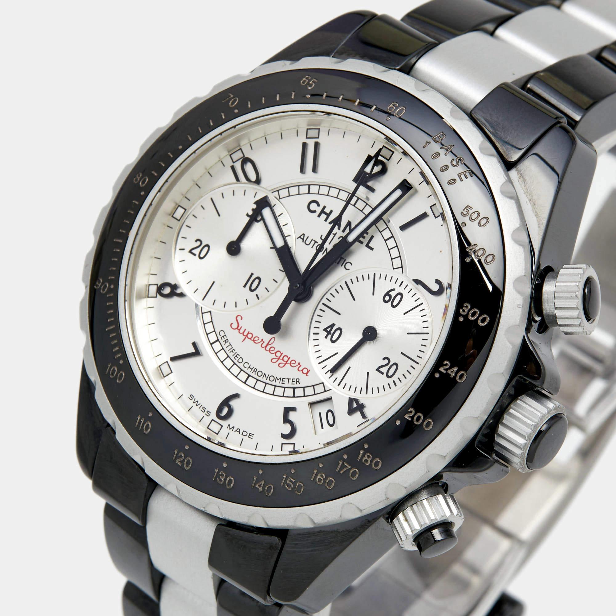Chanel Silver Ceramic Aluminium J12 Superleggera H1624 Automatic Men Wristwatch In Good Condition In Dubai, Al Qouz 2