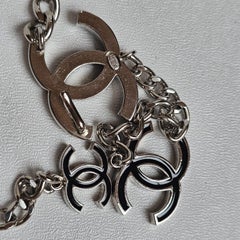 Chanel Silver Chain Dangling Enamel CC Logo Belt