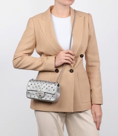 Chanel Silver Chevron Quilted Lambskin Stud Wars Rectangular Mini Flap Bag