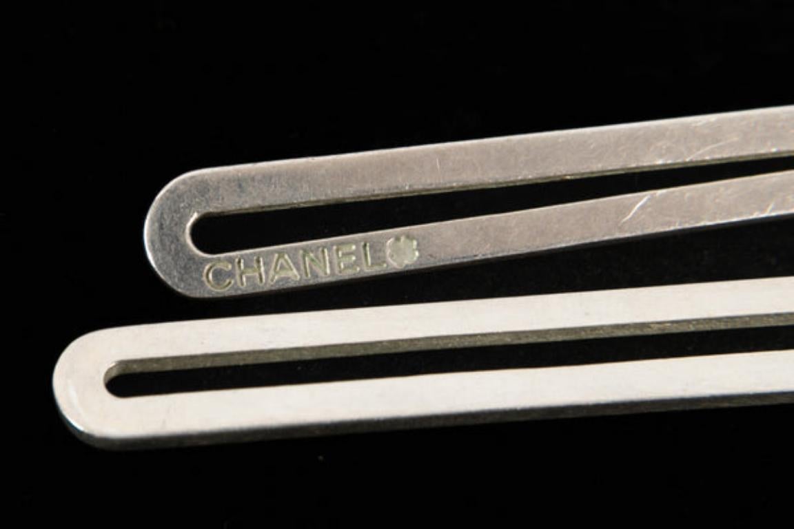 Chanel Silberne Clip-Ohrringe im Angebot 2