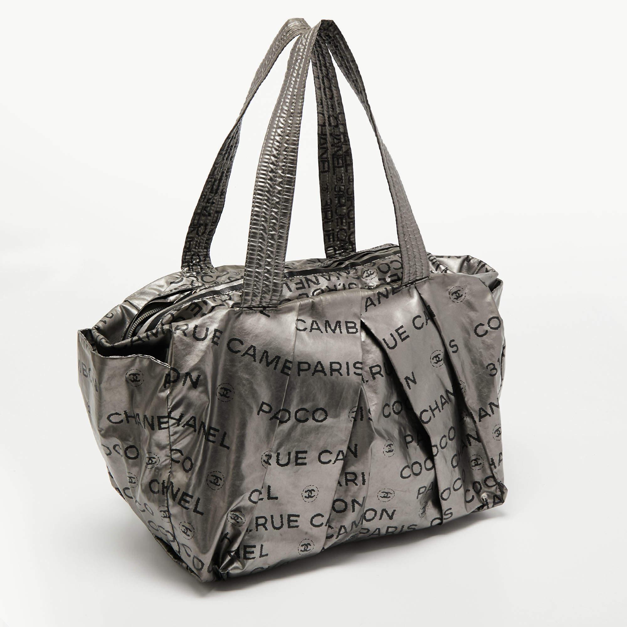 Women's Chanel Silver Coated Nylon 31 Rue Cambon Shoulder Bag