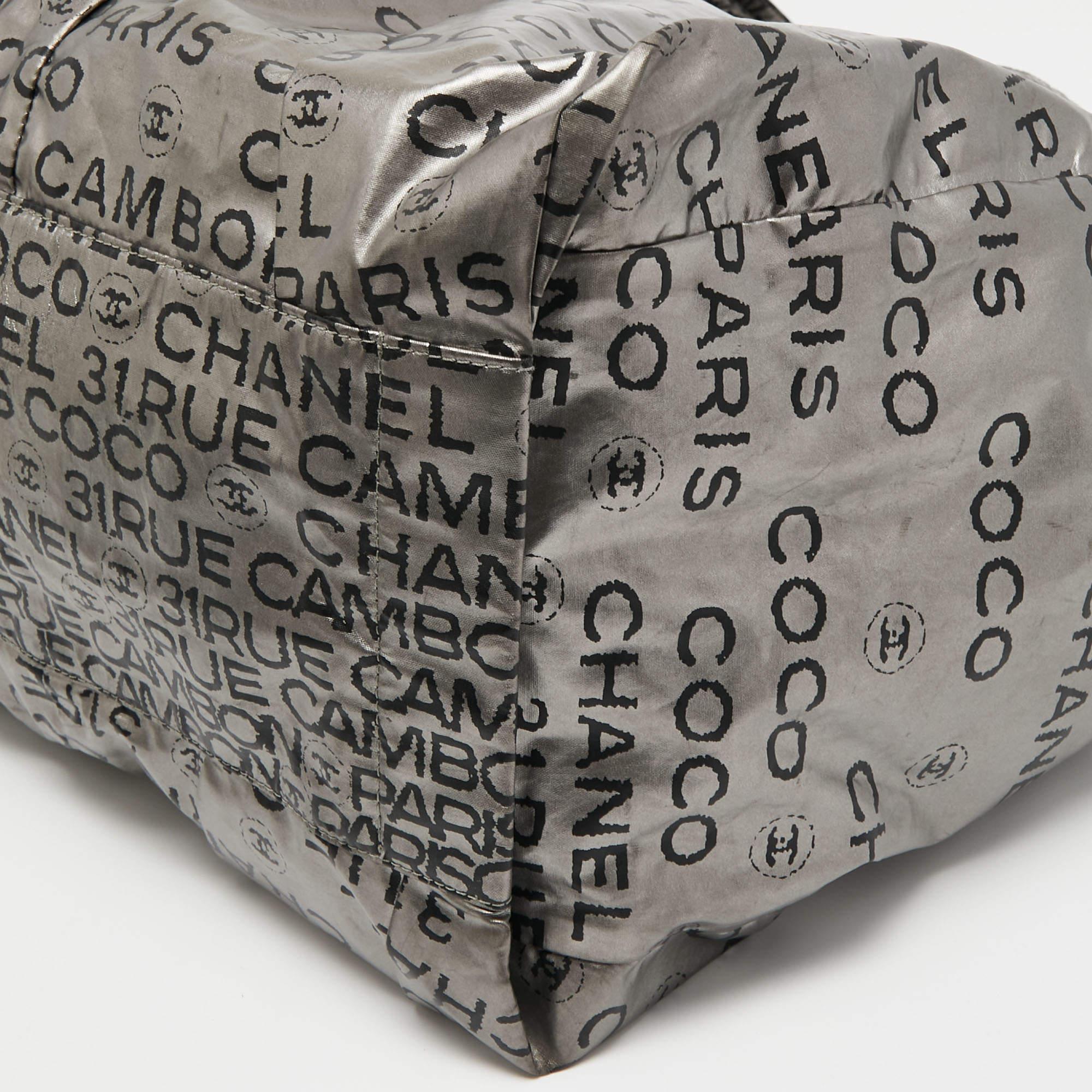 Chanel Silver Coated Nylon 31 Rue Cambon Shoulder Bag For Sale 4