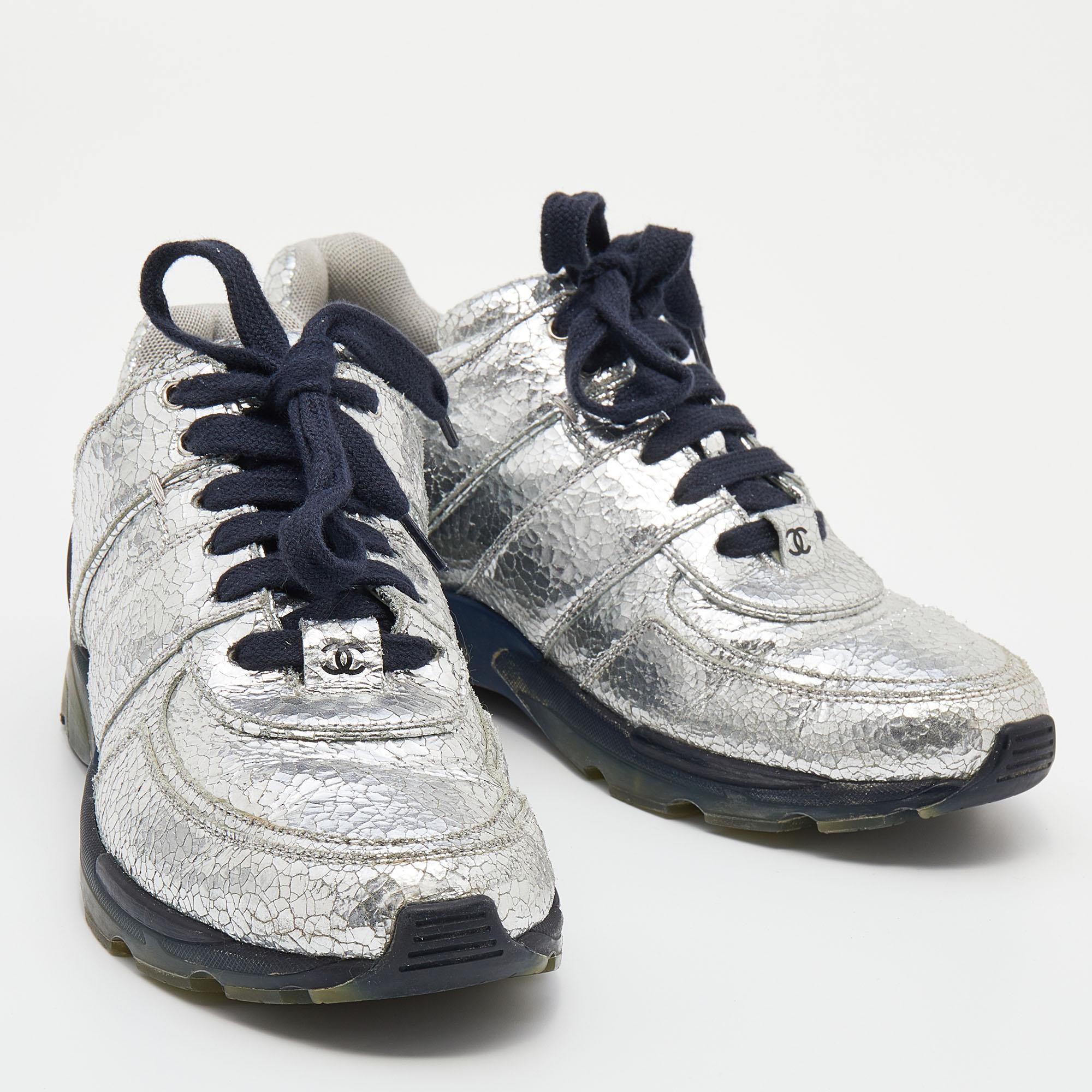 chanel sneakers silver