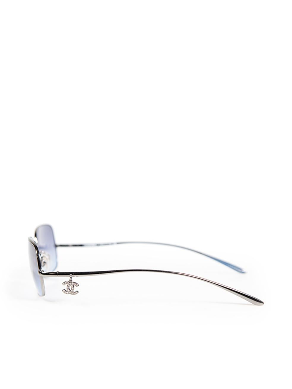 Women's Chanel Silver Crystal CC Charm 4079-T-B Sunglasses For Sale
