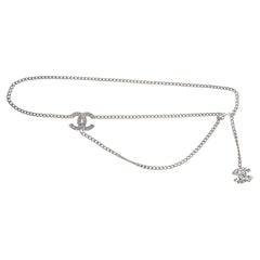 Vintage Chanel Silver Crystal Heart Belt Necklace (2004)