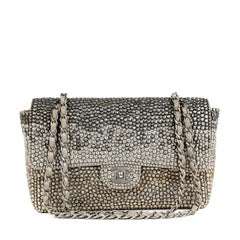 Chanel Silver “Dot” Medium Classic Flap Bag with Silver Hardware