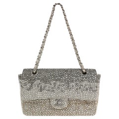 Chanel Silver “Dot” Medium Classic Flap Bag with Silver Hardware