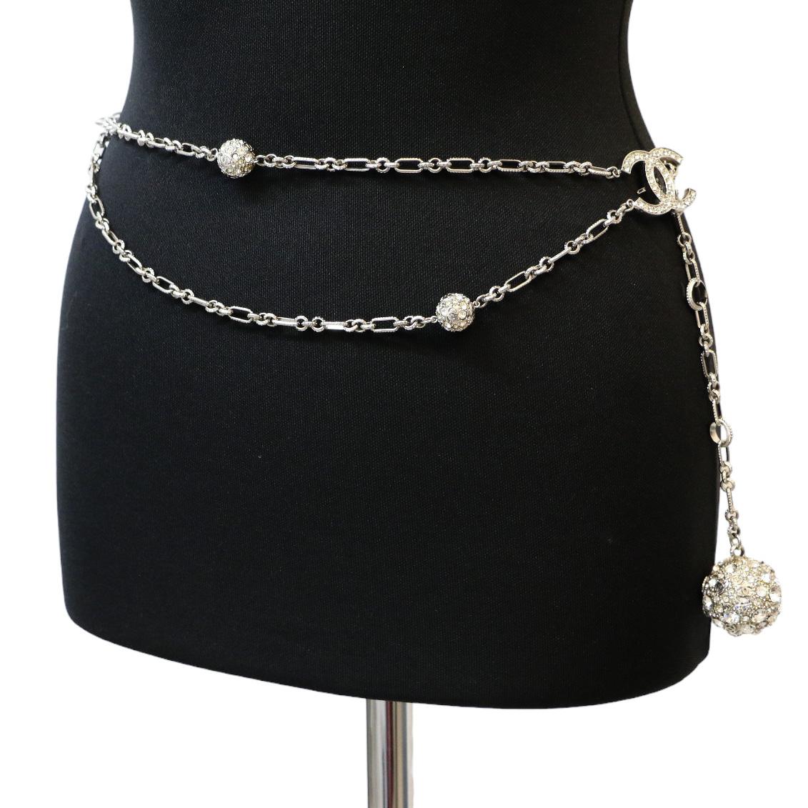 Chanel Silver Finish Chain Belt For Sale 1