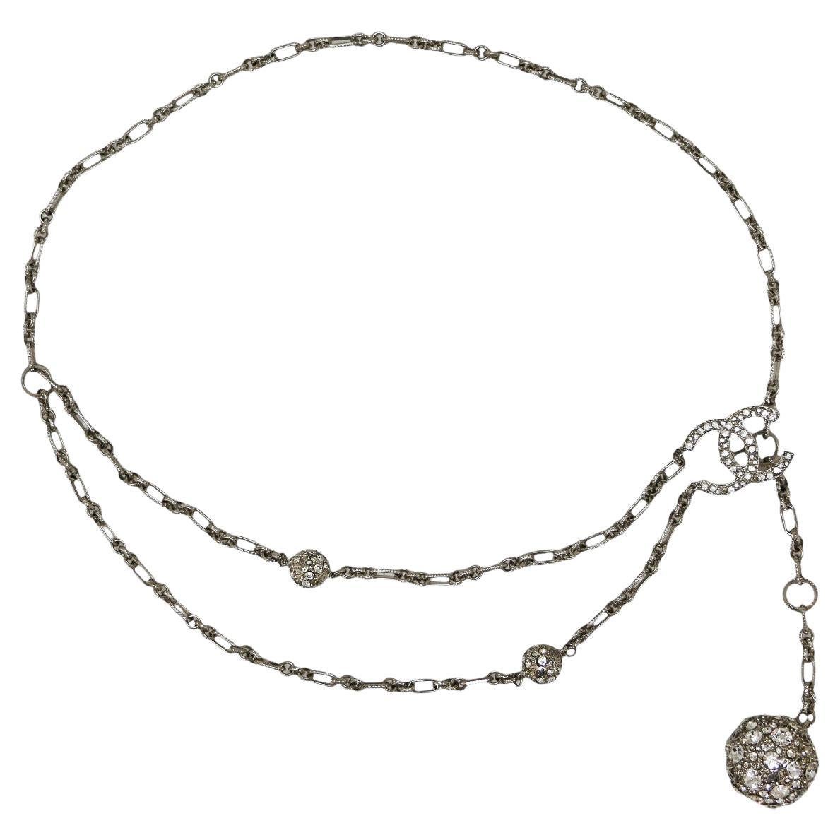 Chanel Silver Finish Chain Belt For Sale