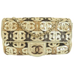Chanel Silver Gold Leather Shoulder bag