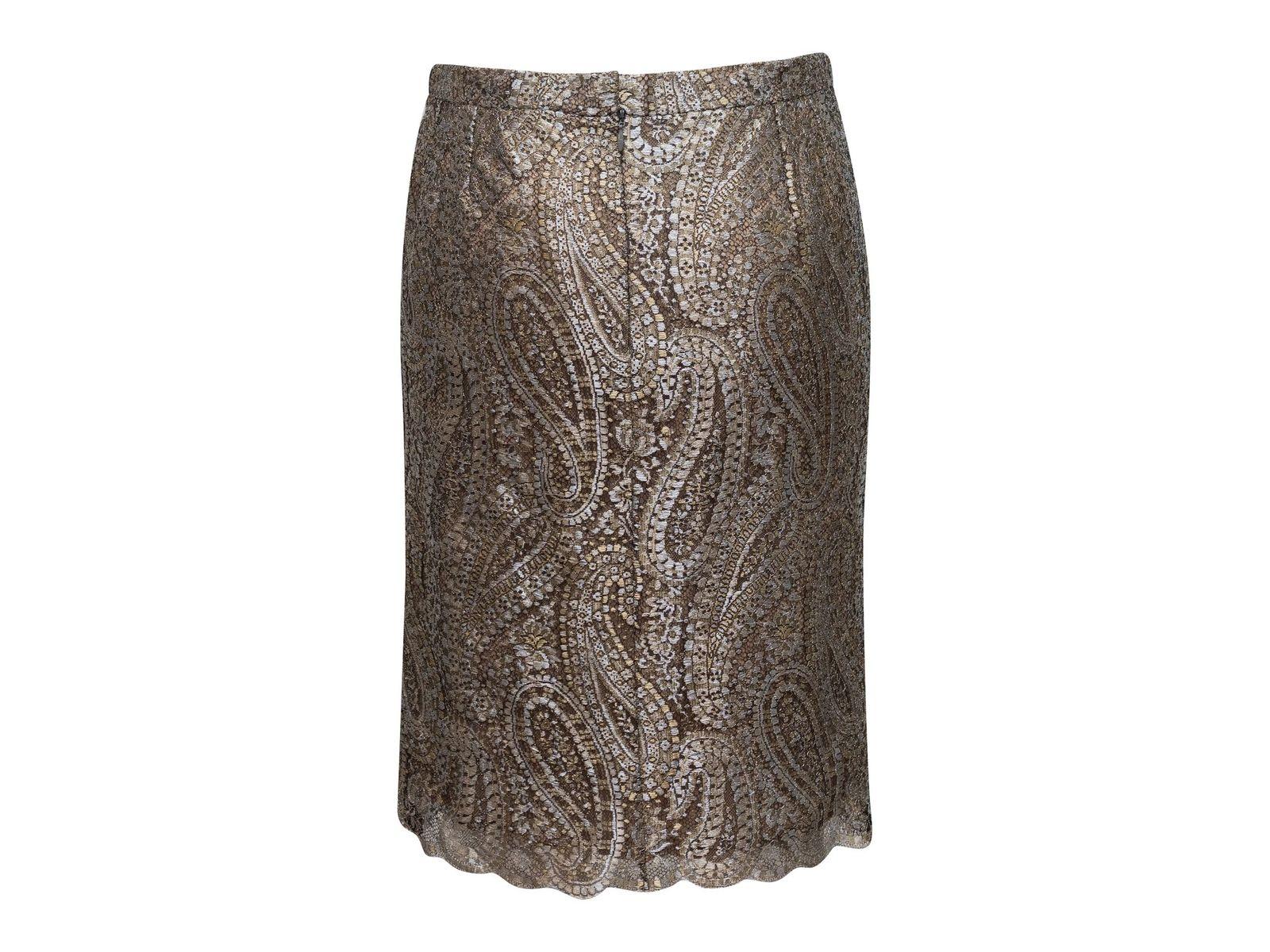 Women's Chanel Silver & Gold Metallic Lace Skirt