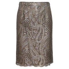 Chanel Silver & Gold Metallic Lace Skirt