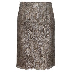 Chanel Silber & Gold Metallic-Spitzenrock
