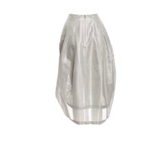 CHANEL Silver Grey Mesh Asymmetric Skirt - Special Piece 40