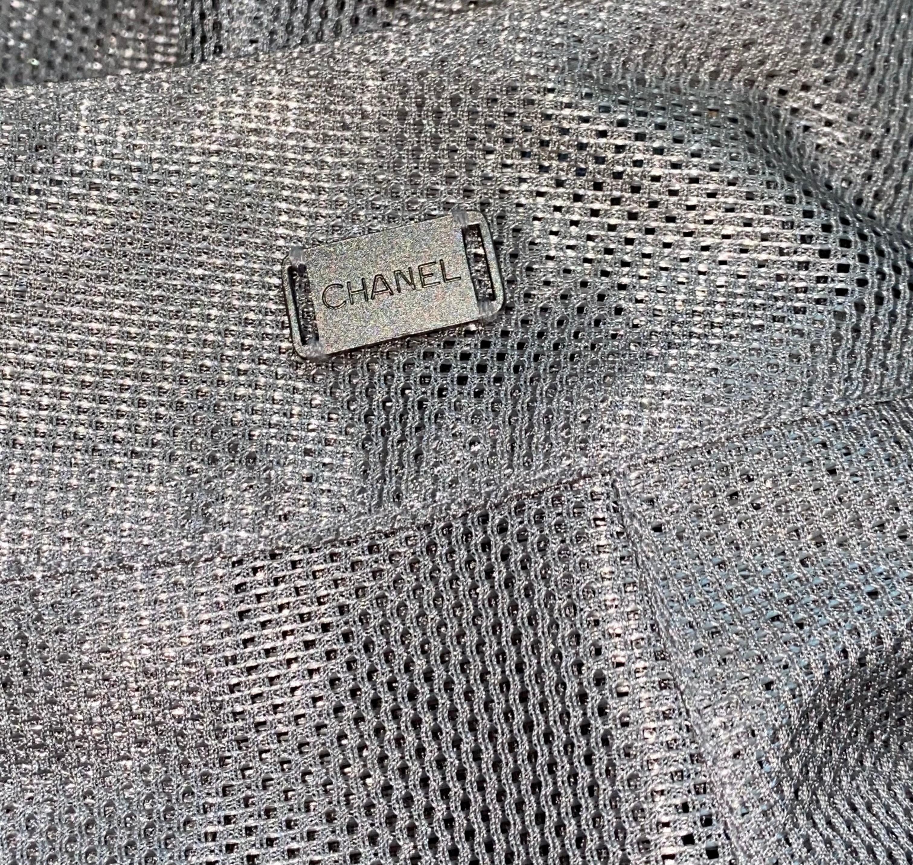 CHANEL Silver Grey Mesh Asymmetric Skirt - Special Piece 40 For Sale 4