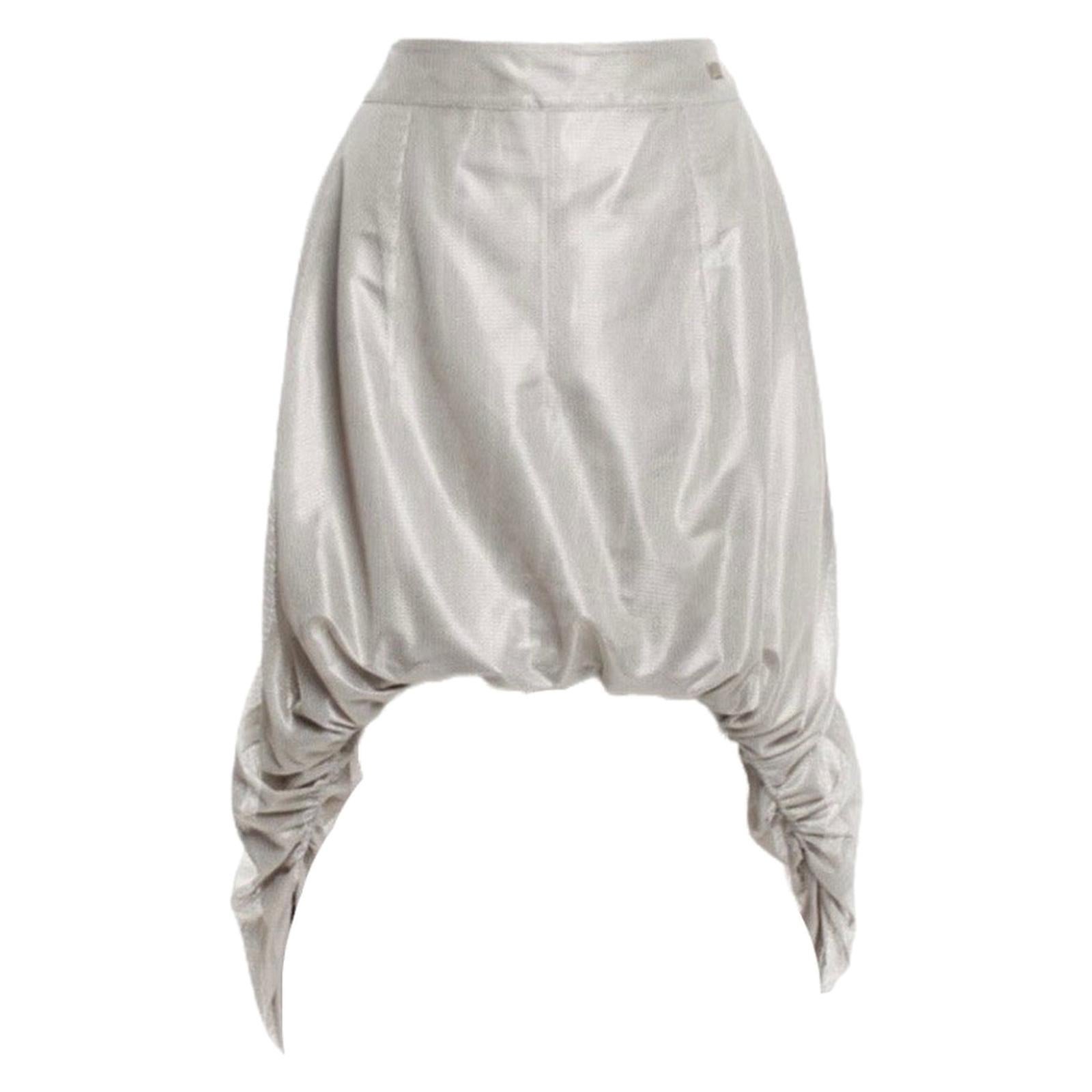 CHANEL Silver Grey Mesh Asymmetric Skirt - Special Piece 40