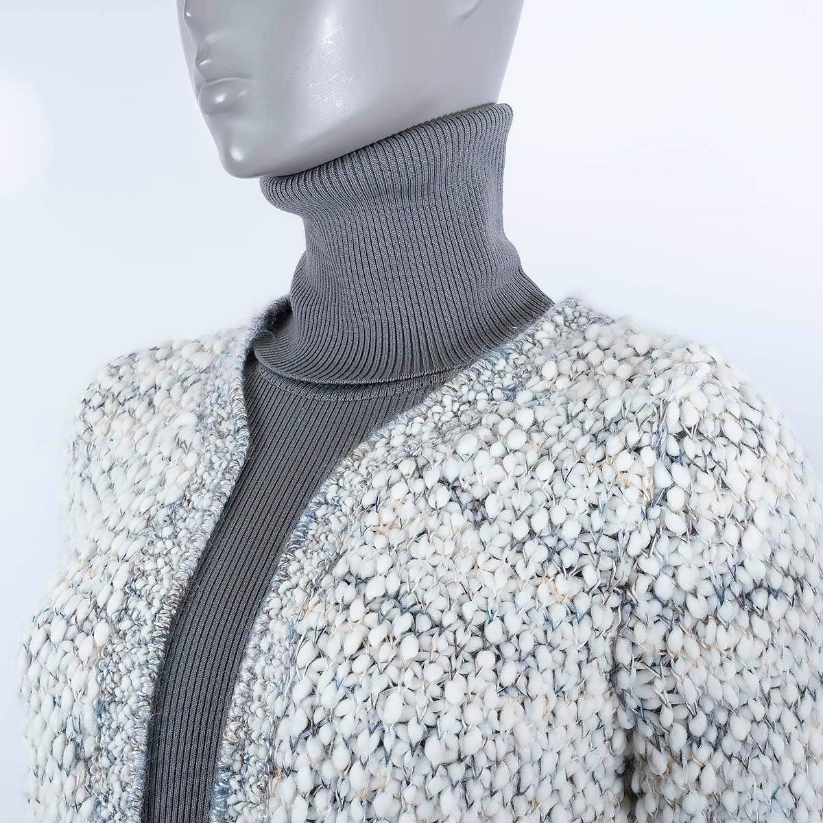 CHANEL silver grey & white 2016 16A ROME LAYERED BOUCLE Dress 38 S For Sale 3
