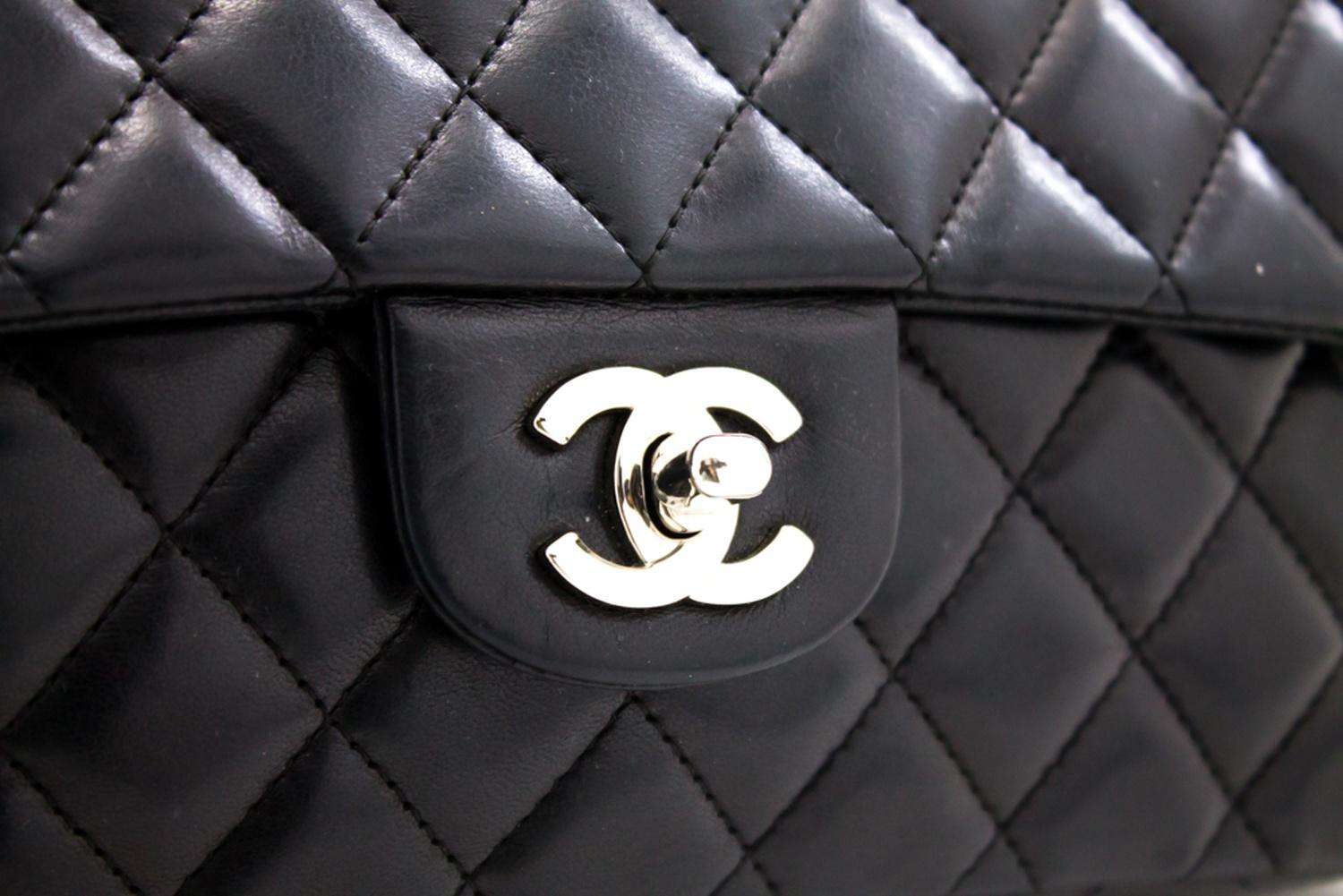 CHANEL Silver Hw Single Chain Flap Shoulder Bag Black Quilted Lam 5