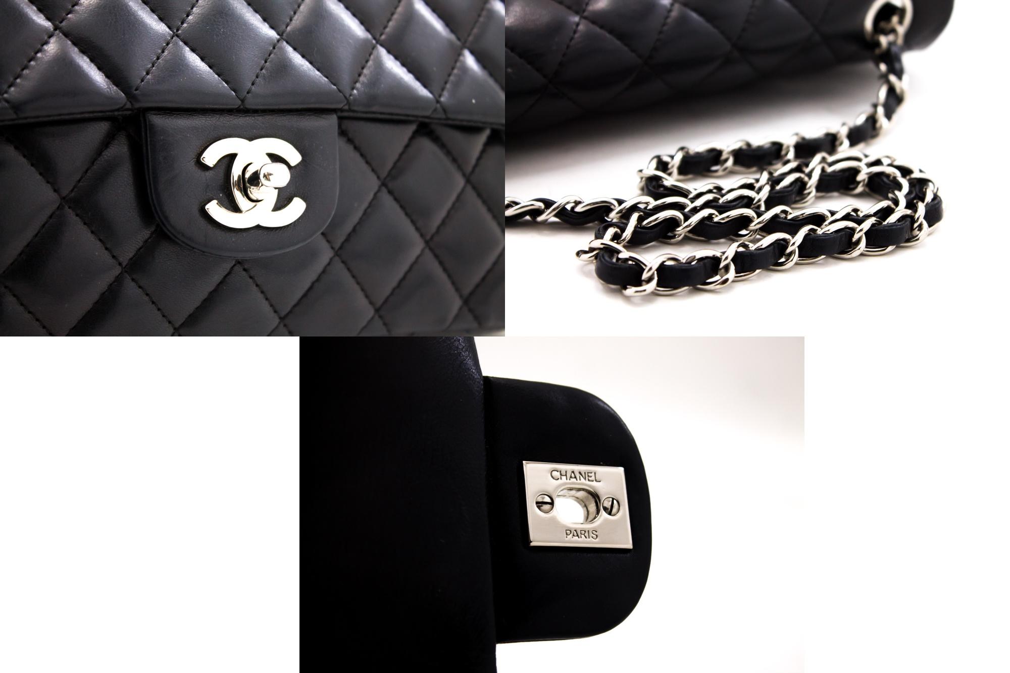 Women's CHANEL Silver Hw Single Chain Flap Shoulder Bag Black Quilted Lam