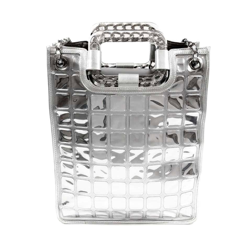 Chanel Silver Ice Cube Shopper Tote In Excellent Condition For Sale In London, GB