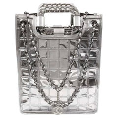 A LIMITED EDITION SILVER PVC AND LEATHER ICE CUBE SINGLE FLAP BAG, CHANEL,  2006-08