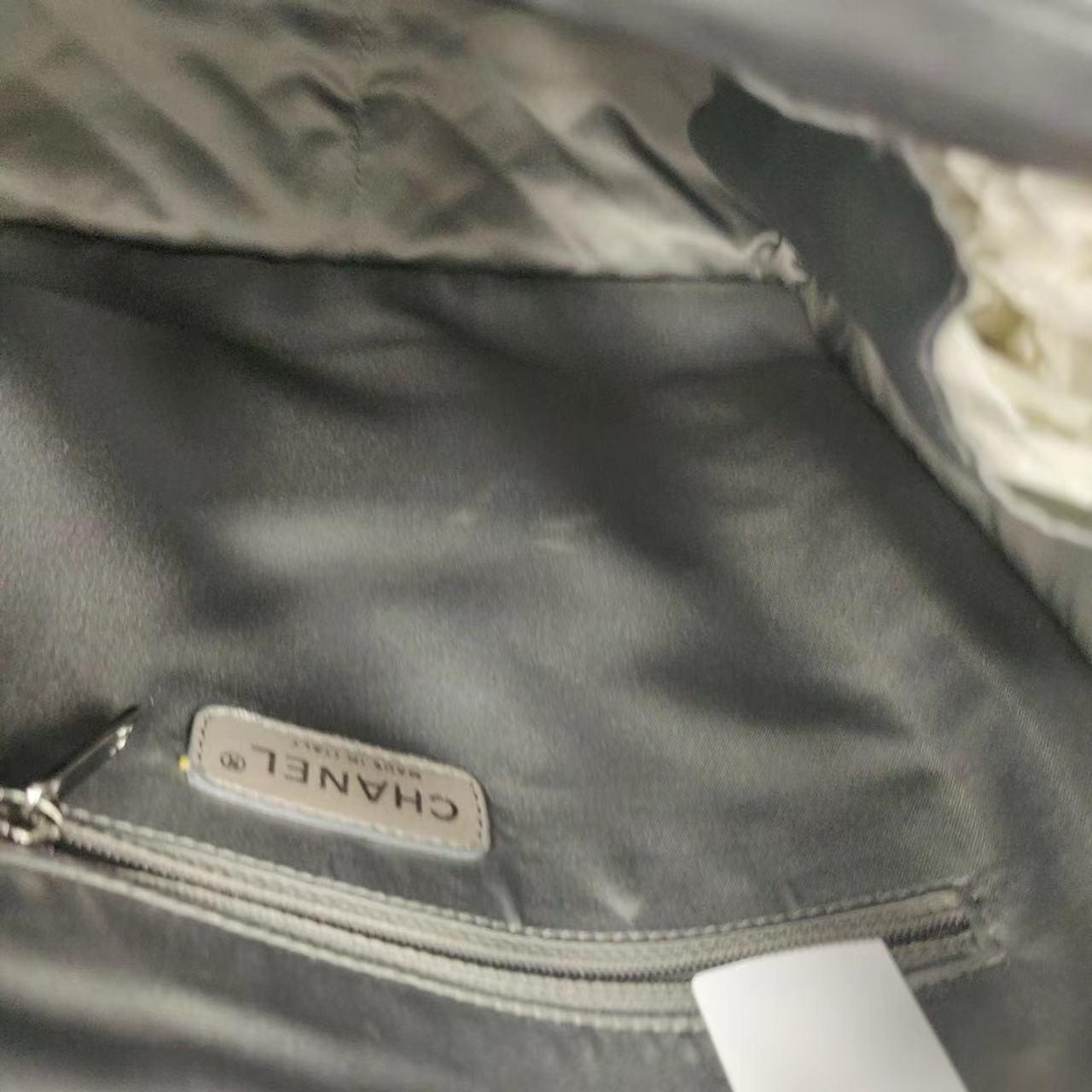 Chanel Silver Ice Cube Tote Leather and Vinyl with Chains For Sale 7