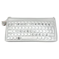 Chanel Silver Keyboard Clutch Robot Charm Lambskin 2017