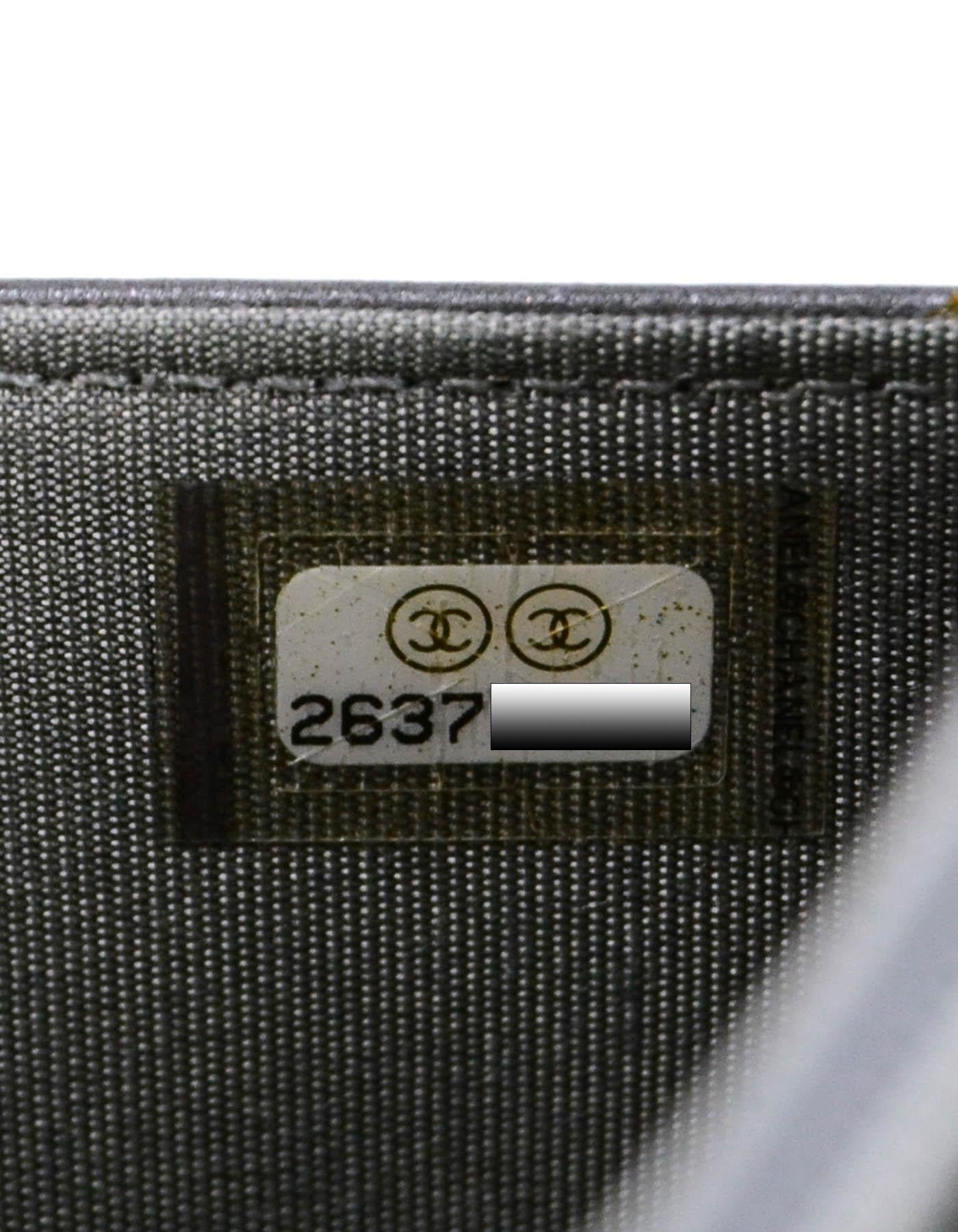 Chanel Silver Lambskin Pearl My Shoulder Wallet On Chain WOC Crossbody Bag 2