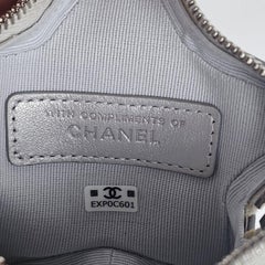 Chanel Silver Lambskin Star Zip Coin Purse Charm