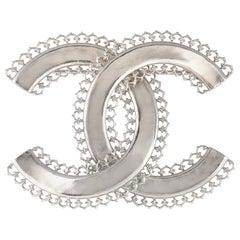 Chanel Silver Large CC Pin Brooch