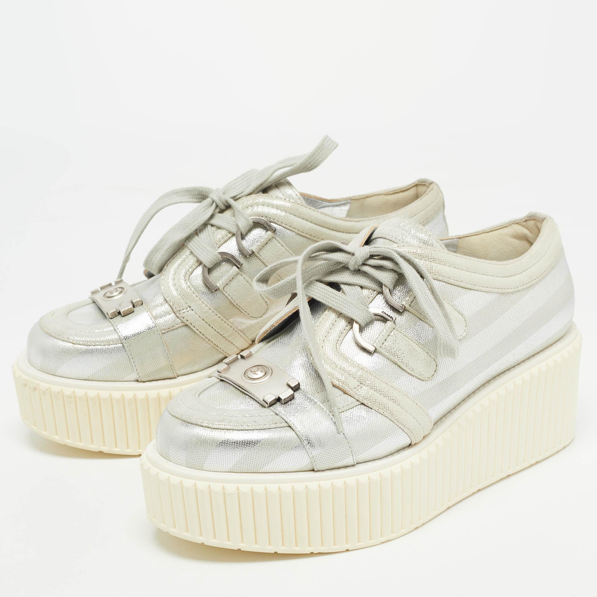 chanel silver sneakers