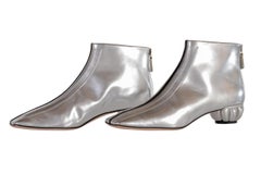 CHANEL silver leather ankle boots  41  Spring 2012  12P