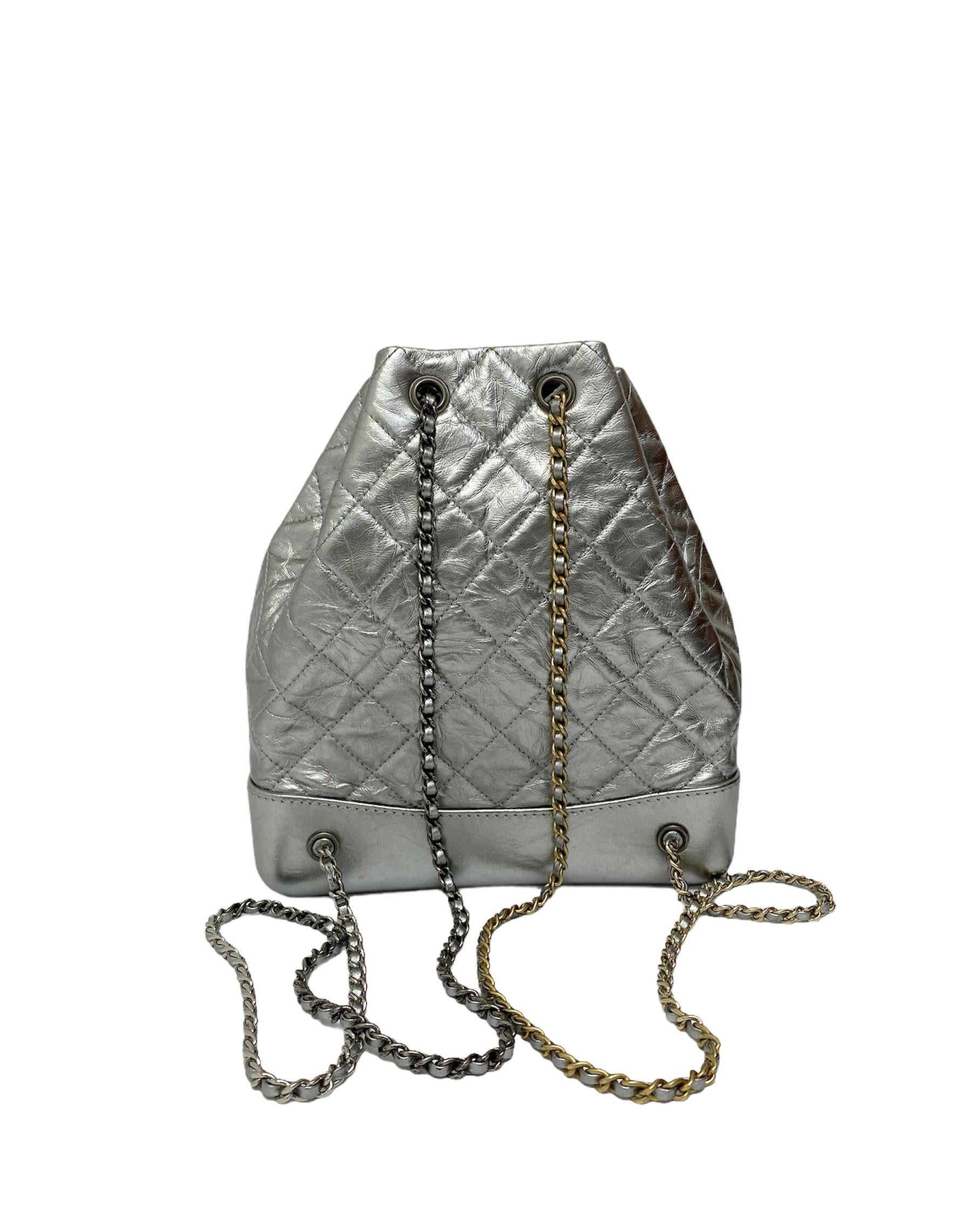 chanel backpack silver