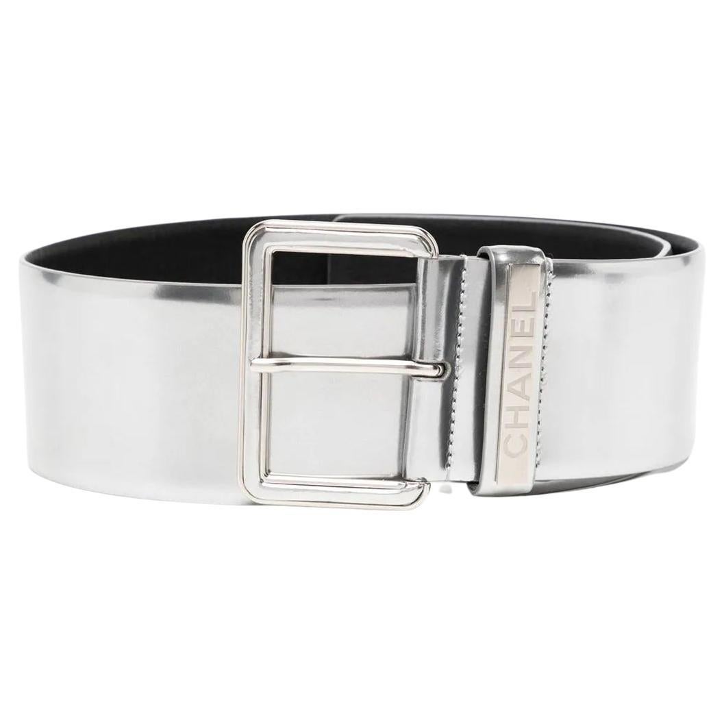 Chanel Silver Leather Belt 