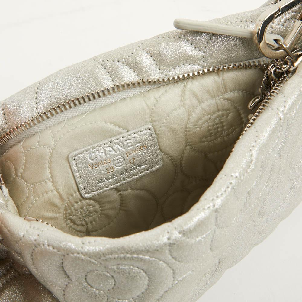 Chanel Silver Leather Camelia  Clutch  6