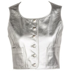 Chanel Silver Leather Cropped Vest, 1990s